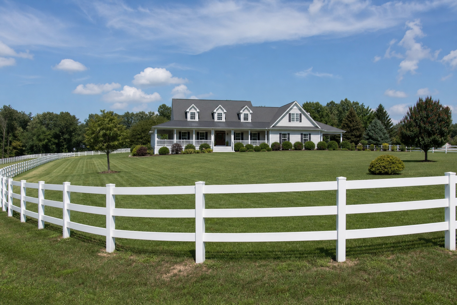 Vinyl ranch rail fence design