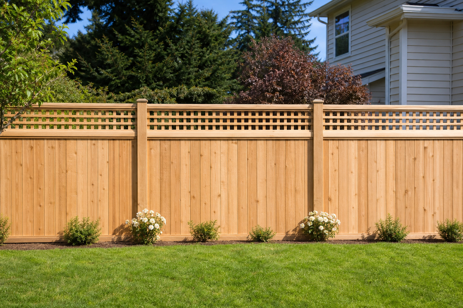 Lattice top wood fence design